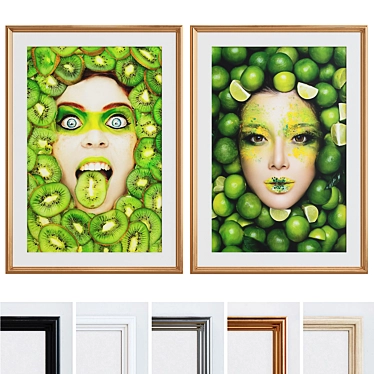 Modern Fruit Portrait Picture Frame Set 3D model image 1 