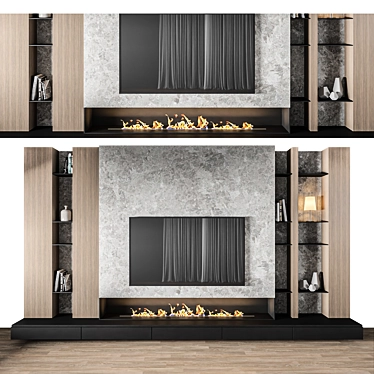 Modern 3D TV Wall Design 3D model image 1 