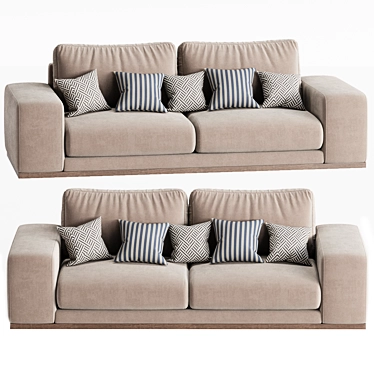 Sleek Denver 3-Seater Sofa 3D model image 1 