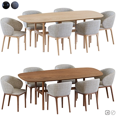 Modern NAVY Chair & TORII Table 3D model image 1 