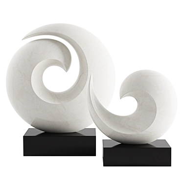 Oceanic Waves Abstract Sculpture 3D model image 1 