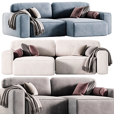 Vienna Velvet Grey Corner Sofa 3D model image 1 