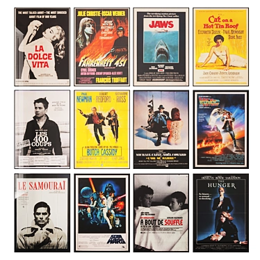 Vintage Film Posters Bundle 3D model image 1 