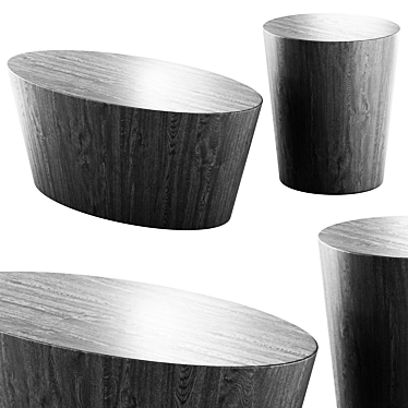 Sunpan Oval Wood Table Set 3D model image 1 