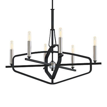 Sleek Sand & Nickel Chandelier 3D model image 1 