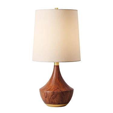 Walnut Base Brass Accent Lamp 3D model image 1 