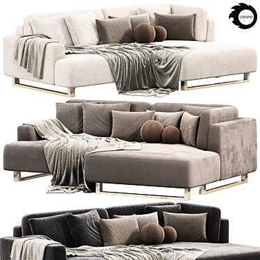 Modern ONTE Corner Sofa in White 3D model image 1 