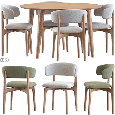 Modern Malmo Round Table Set 3D model image 1 