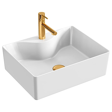 Glossy White Mini Basin Sink 3D model image 1 