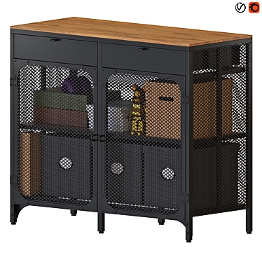 Industrial Chic Black Sideboard Cabinet 3D model image 1 