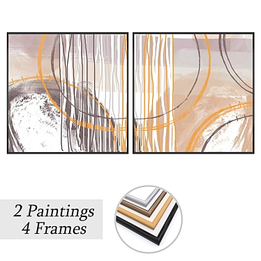 Wall Art Set with Frames 3D model image 1 