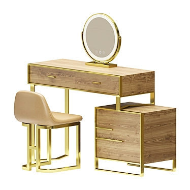 Modern Walnut Makeup Vanity Set by Homary