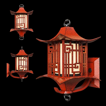 Antiqued Ming Red Wall Lantern 3D model image 1 