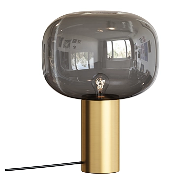 Brass Glass Mushroom Desk Lamp 3D model image 1 