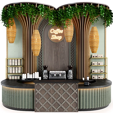 Cafe Counter with Canopy 3D model image 1 