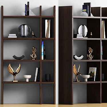 Elegant Decor Bookcase with Marble 3D model image 1 