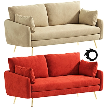 Modern Park Sofa in Velvet 3D model image 1 