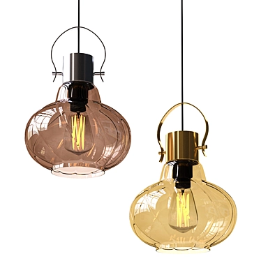 Vintage Glass Pendant Light Chandelier 3D model image 1 