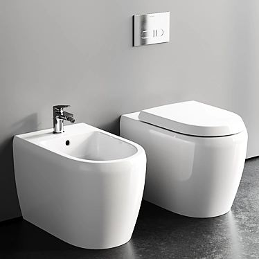  Qatego Ceramic Toilet Bidet Set 3D model image 1 