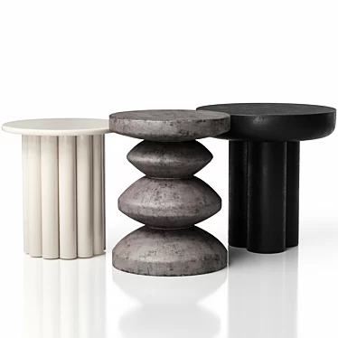 Modern Concrete Side Tables Set 3D model image 1 