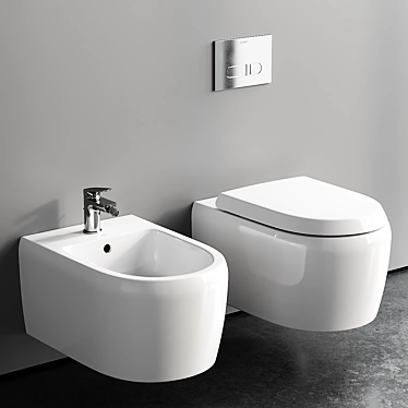 Modern Qatego Wall-Hung Toilet 3D model image 1 