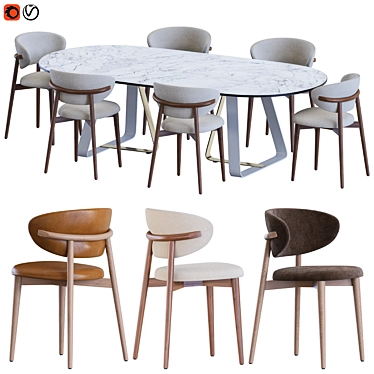 Sleek Calligaris Tables & Chairs 3D model image 1 