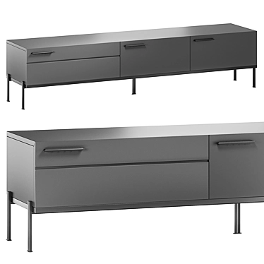 Modern TV Stand in Light Gray 3D model image 1 