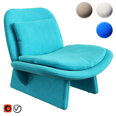 Baxter ELLI Leather Armchair in Four Nubuck Colors 3D model image 1 