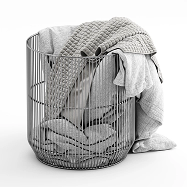 Metal Basket with Comfy Blanket 3D model image 1 