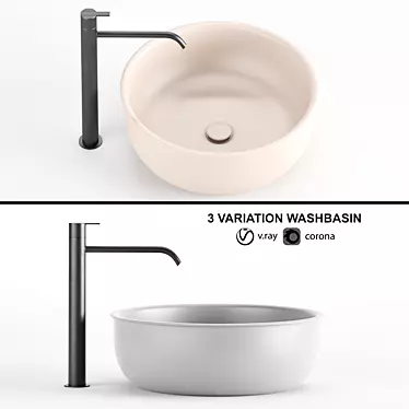 Modern Washbasin 3D Model Set 3D model image 1 