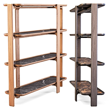 Elegant DUO Ash Wood Bookcase 3D model image 1 