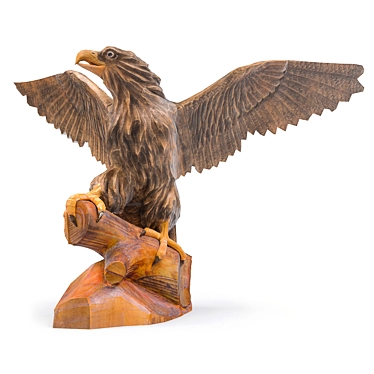 Eagle Wooden Statue Model 3D model image 1 