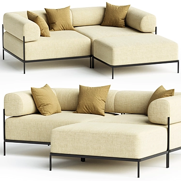 Elegant Sectional Sofa Chaise Longue 3D model image 1 