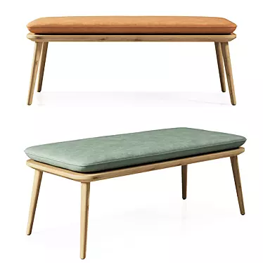 Elora Wood Bench in Two Shades 3D model image 1 