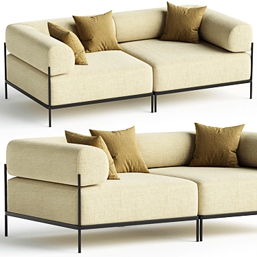 Modern 2-Seater Fabric Sofa 3D model image 1 