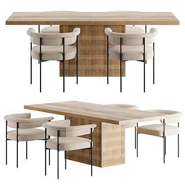 Ivan Light Wood Dining Set 3D model image 1 