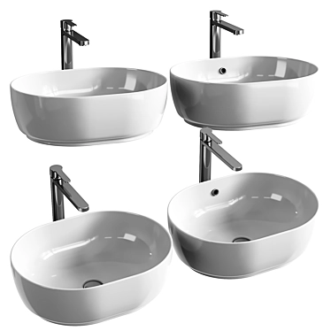 Elegant Pearl Basin with Overflow 3D model image 1 