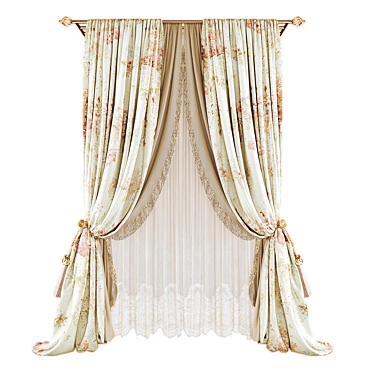 Modern Curtain Set, High Quality 3D model image 1 