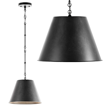 Industrial Chic Matte Black Pendant 3D model image 1 