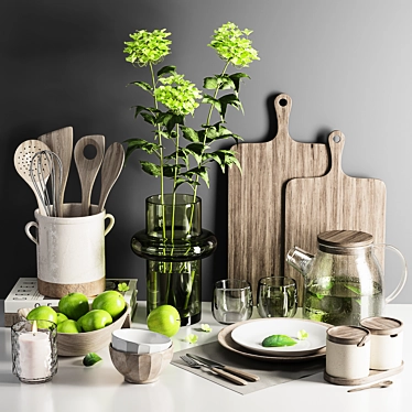 Modern kitchen accessories set 02 3D model image 1 