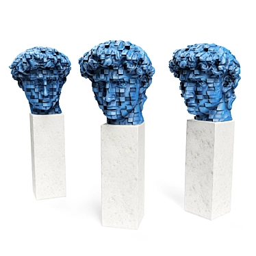 Sculptural Face Cubes on Pedestal 3D model image 1 