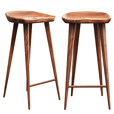 Elegant Walnut Bar Stool 3D model image 1 