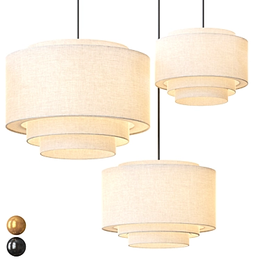 Tiered Textile Drum Pendant Light 3D model image 1 