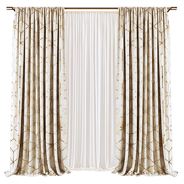 Modern Geometric Curtains 586 3D model image 1 