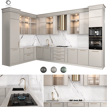 Modern Kitchen 3D Model Kit 3D model image 1 