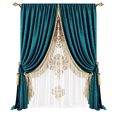 Elegant Window Curtains Set 3D model image 1 