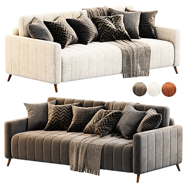 Markful Velvet Grey Sofa 3D model image 1 