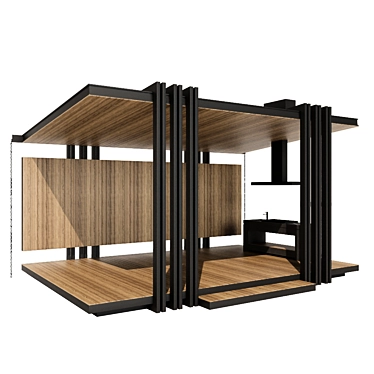 Modern Metal and Wood Gazebo 3D model image 1 