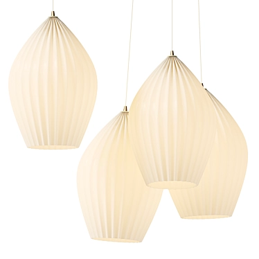 Vakkerlight Ribbed Glass Pendant Lights 3D model image 1 