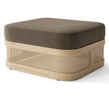 Trieste Teak Ottoman with Cushion 3D model image 1 